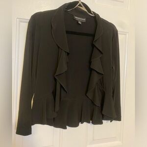 Connected Apparel Womens open cardigan Black Long Sleeve Ruffles size M